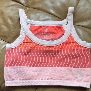 Free People Coral and Blush Wave Crop Top